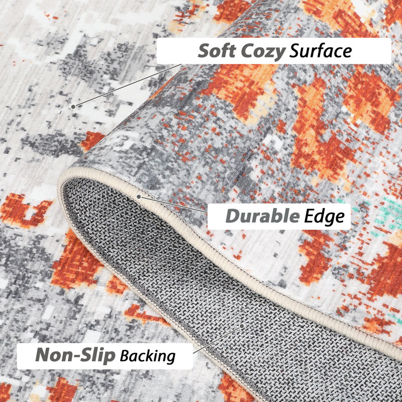 Tapis Zarqa avec envers antidérapant, Tapis de couloir 2 pi x 6 pi