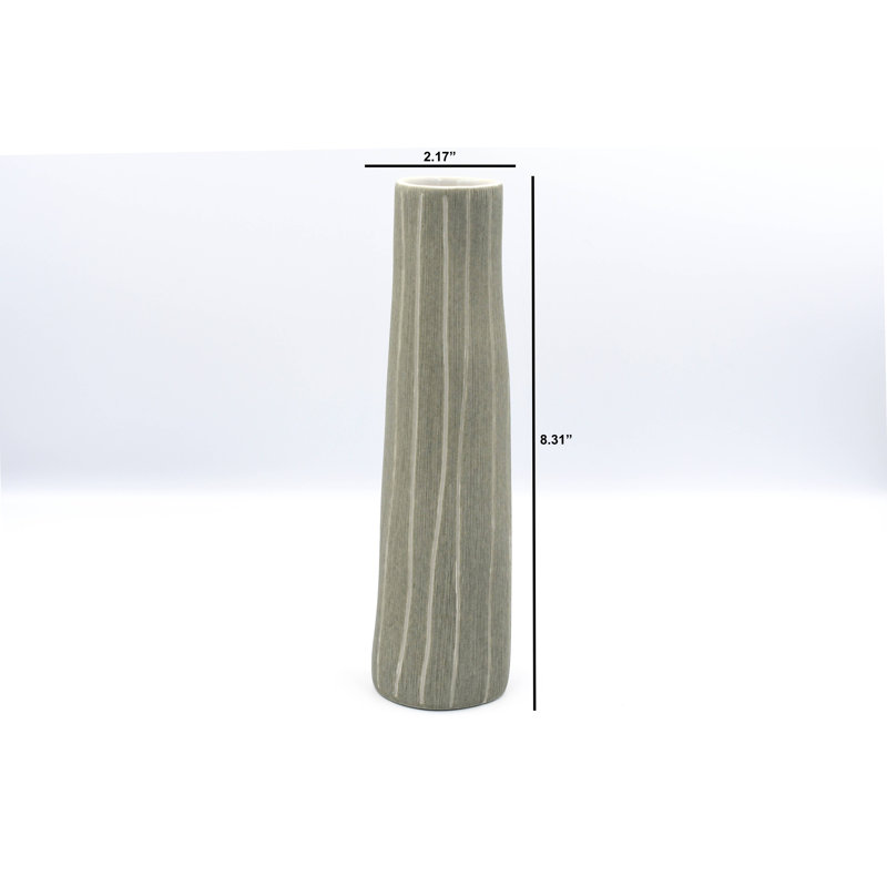 Vase de table, H 8,3 po x l 2,2 po x P 2,2 po, gris