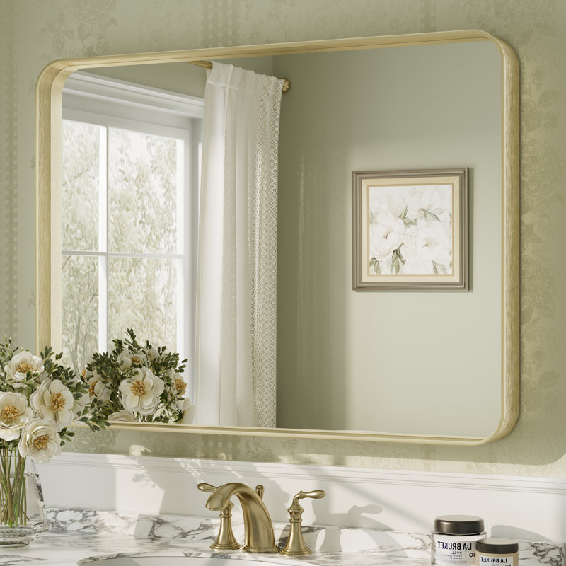 Miroir mural Aevar, 40 po x 30 po, Or brossé