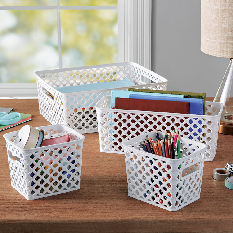 4 Piece Basket Set, White