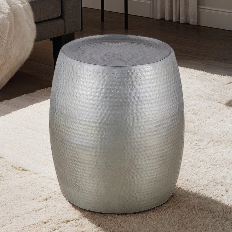 Table de bout contemporaine en aluminium de 21 po de hauteur avec table, sans chaises., Argent argent