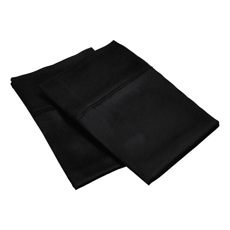 Modal From Beechwood 300 Thread Count Solid Luxury Pillowcase Set, King, Black