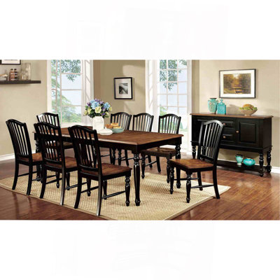 Two-Tone Finish Antique Oak And Black Elegant Country Style 1pc Dining Table Dining Room Wooden