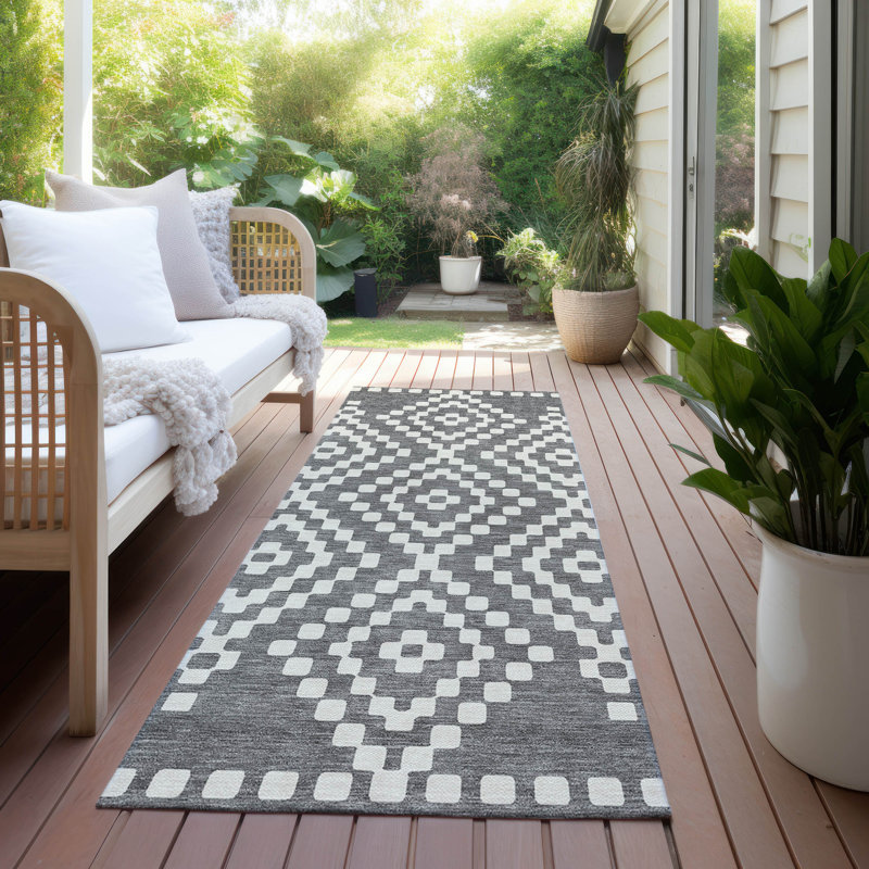 Malek Indoor/Outdoor Area Rug with Non-Slip Backing, Runner 2'3" x 7'6"