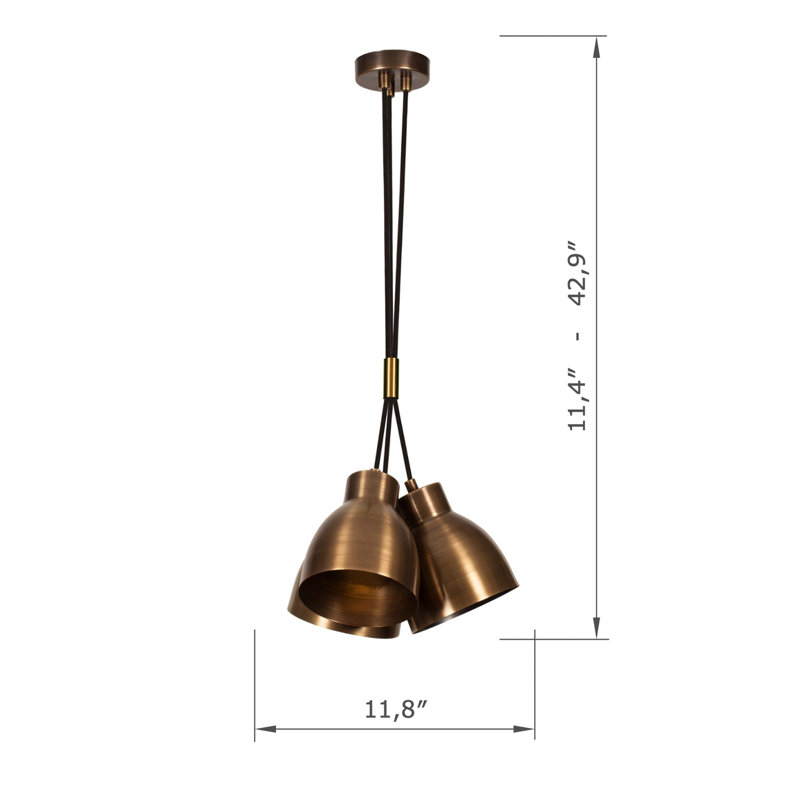 Lustre en métal à hauteur réglable 3 lumières
