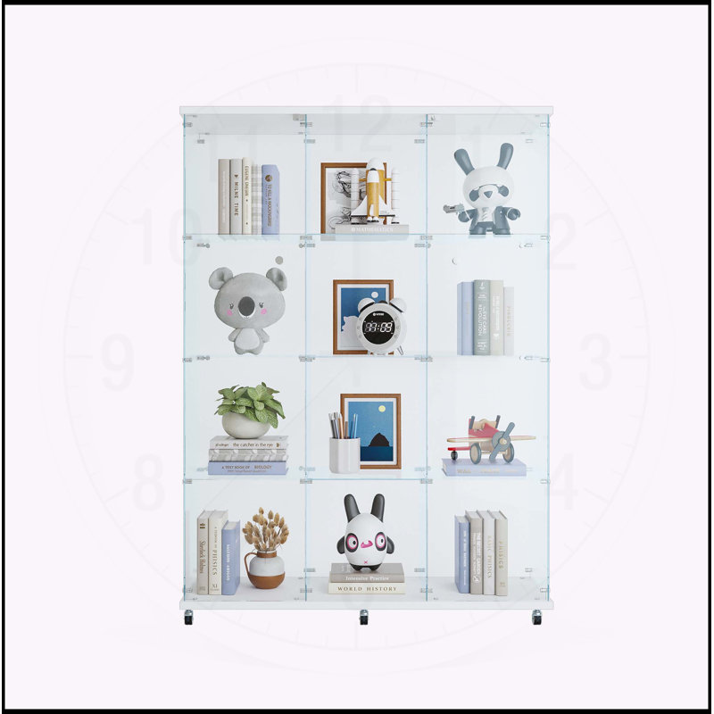 Vitrine polyvalente en verre à 4 tablettes pour différentes collections