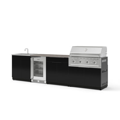 Ensemble de cuisine d'extérieur en aluminium 6 pièces avec gril au propane 40 po Performance et comptoir en pierre noire nano 56 po