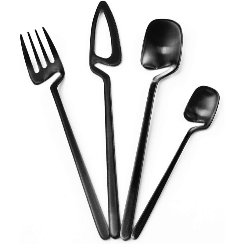 Ensemble de couverts 24 pièces en acier inoxydable pour 6, 18/10 ustensiles polis mat antirouille avec emballage cadeau, lavable au lave-vaisselle