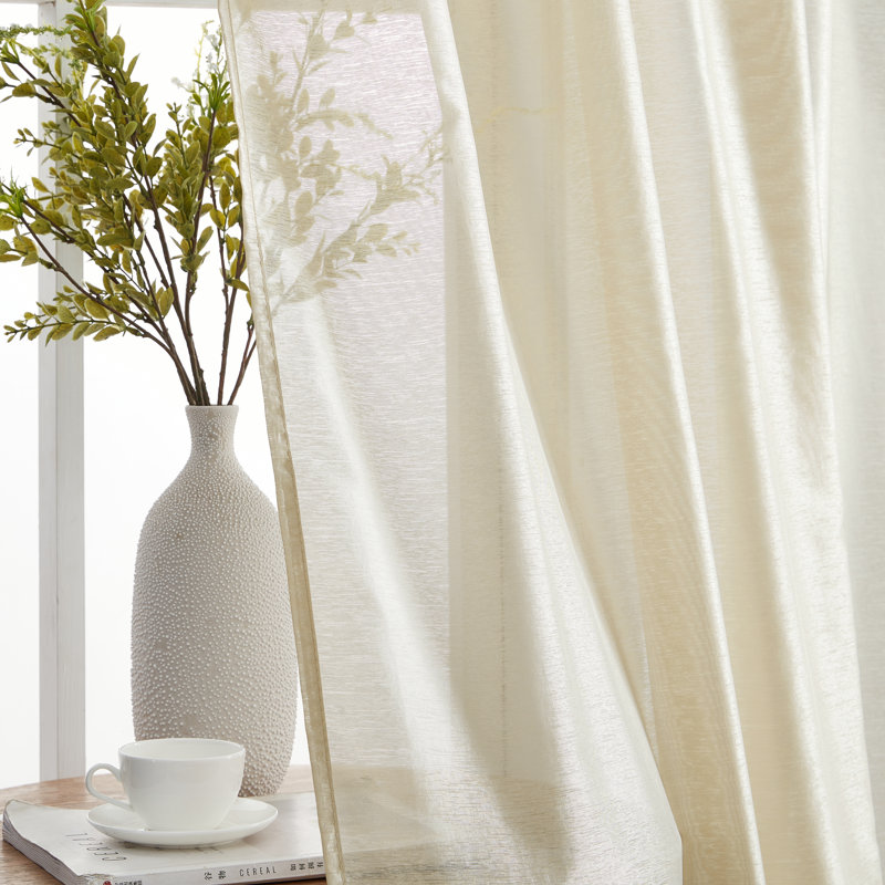 Lauren Semi Sheer Curtain Pair, Beige, 54" W x 84" L
