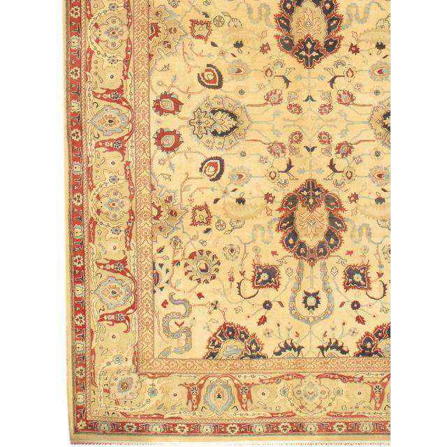 Tapis unique en laine noué à la main beige style années 2000 de 9 pi x 12 pi 2 po Sultanabad