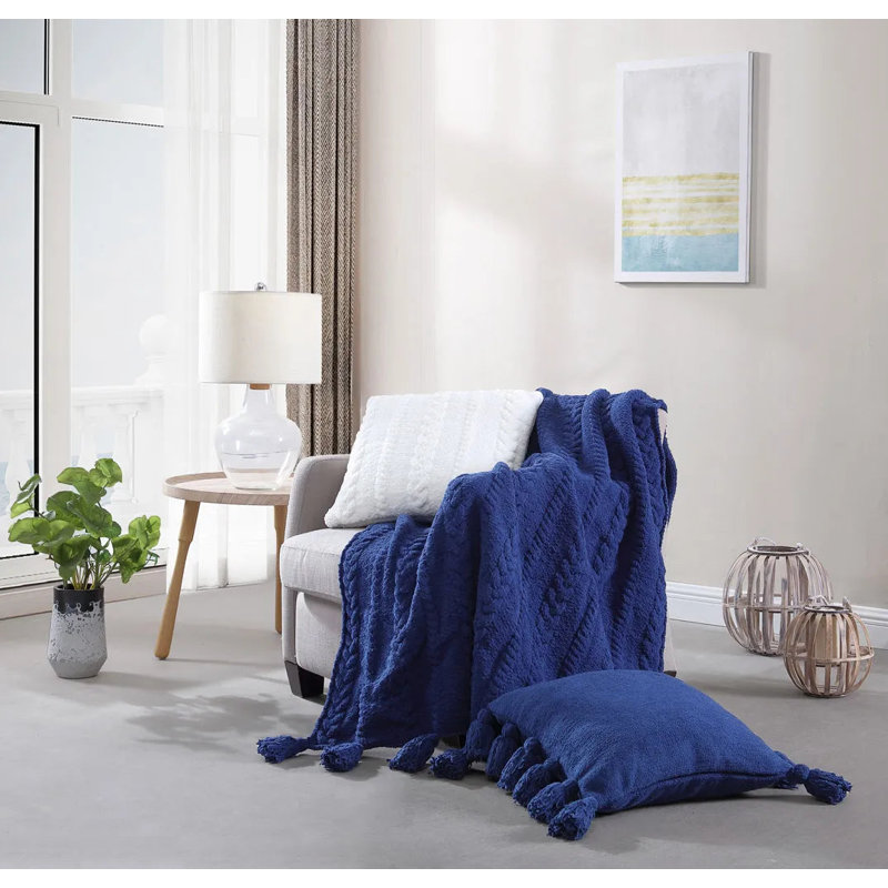 Braided Square Pillow Cover & Insert, Off White