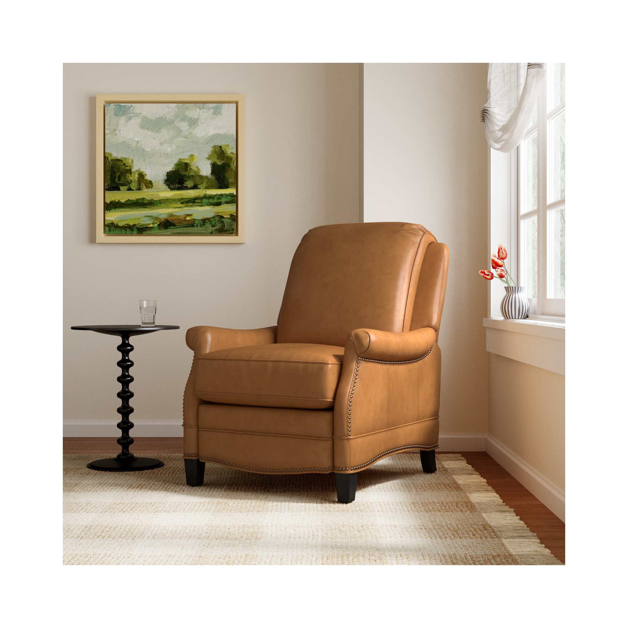 Dunlevy Recliner, Shoreham Ponytail Genuine Leather