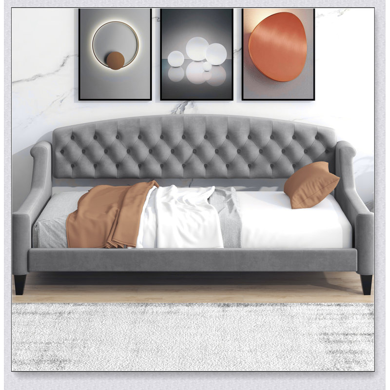 Modern Luxury Tufted Button Daybed, Gray, Twin