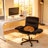 Black Velvet Cross-Legged Office Chair with Flip-up armrests,Swivel Criss Cross Executive Chair with 2 Side Pockets, Modern Vanity Chair with Wheels-117671836