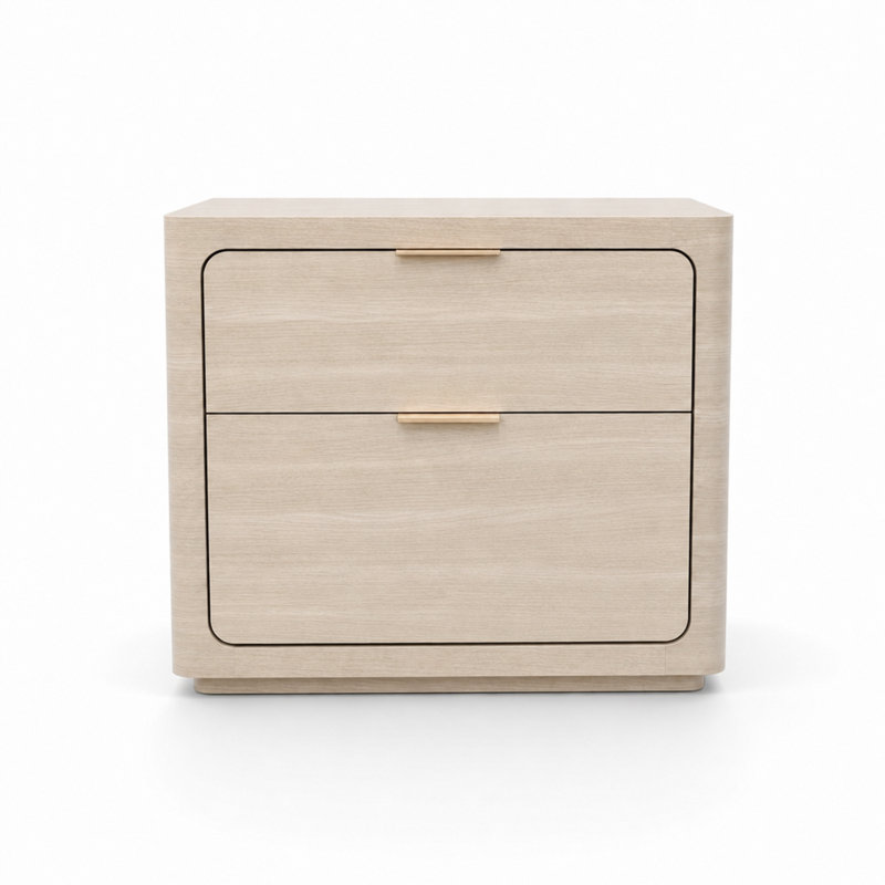 68.58 cm W Bedside Table, Beige Wood