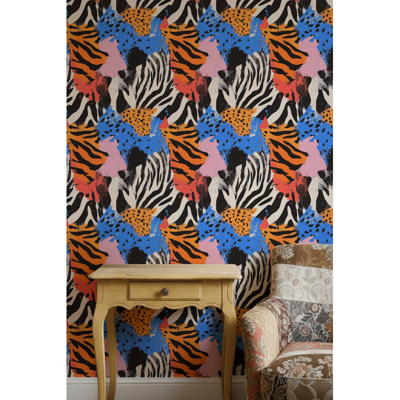 Papier peint abstrait à imprimé animalier