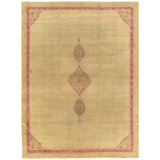 One-of-a-Kind Amritsar Hand-Knotted 2010s 9'9" x 13'2" Wool Area Rug in Beige/Red