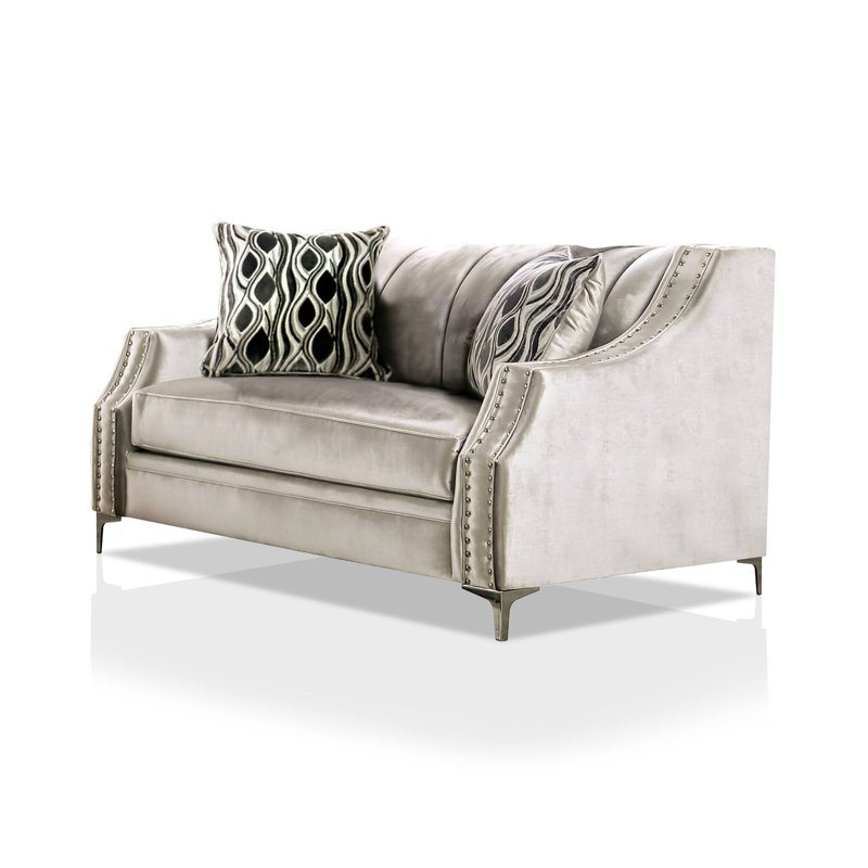 67.4" W Transitional Loveseat, Silver