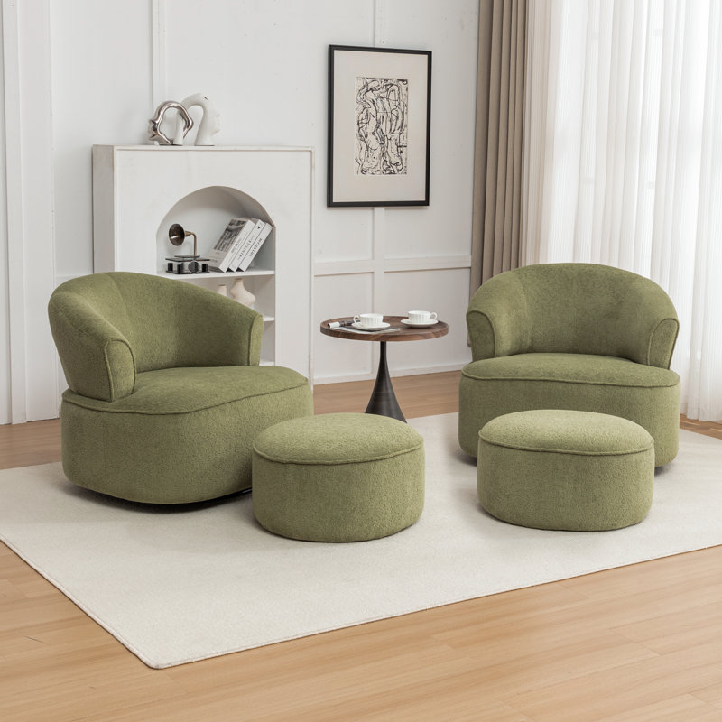 Chaise pivotante rembourrée en polyester avec repose-pieds, Polyester vert