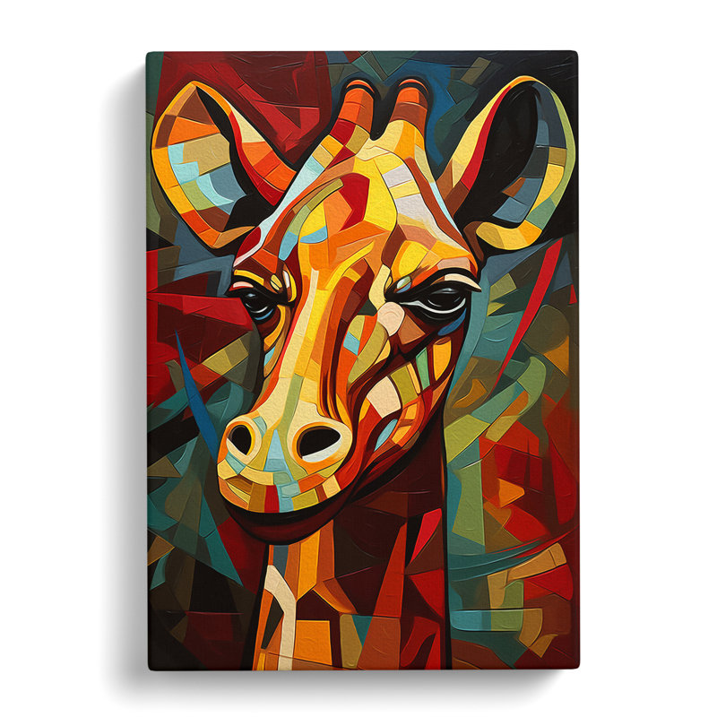 Giraffe Cubism - No Frame Print, 50cm H x 35cm W x 3cm D
