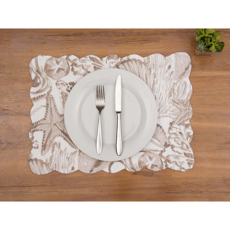 Ensemble de 6 napperons en coton matelassé Barley Coast Shells