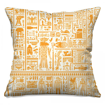 Egyptian Hieroglyphs Illustration Double Sided Throw Pillows