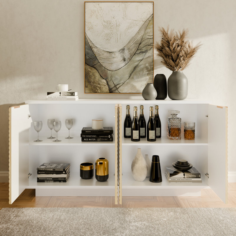 Buffet 63 po Wertz, Beige / Blanc
