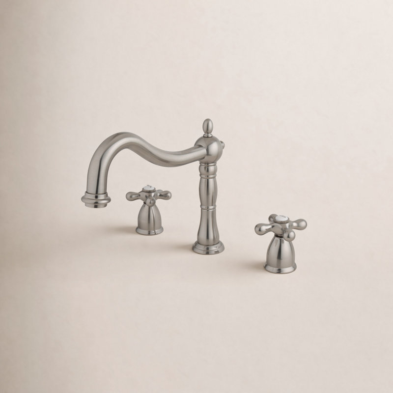 Kingston Brass Heritage Two-Handle 3-Hole Deck Mount Roman Tub Faucet, Brushed Nickel