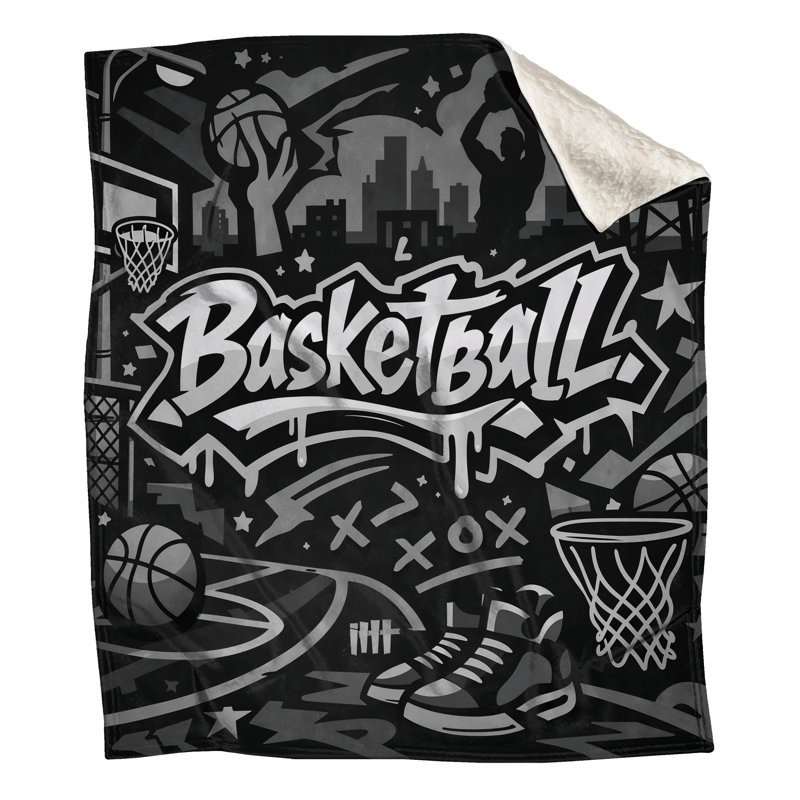 Couvertures Basketball Graffiti Art, L 60 po x H 80 po