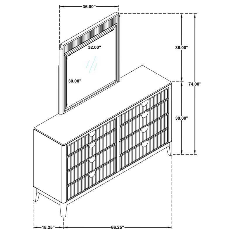 Traequan 8-drawer Dresser with Mirror Black
