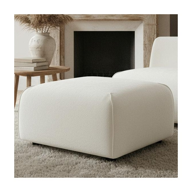 Repose-pieds moelleux carré - repose-pieds beige moderne et sièges supplémentaires pour le salon, Boucle - beige