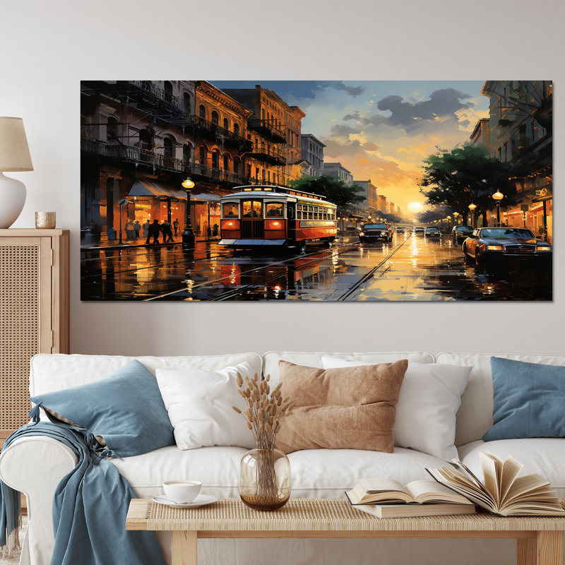 «New Orleans Cityscape Comes Alive At Night I - New Orleans», reproduction sur toile encadrée, H 28 po x l 60 po x P 1,5 po