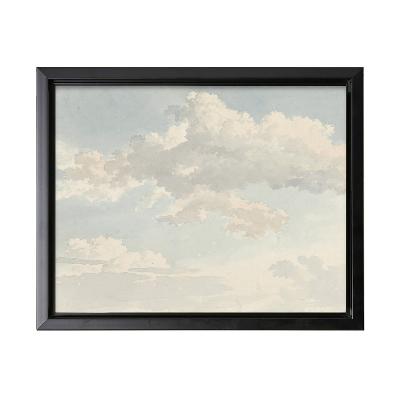 Nuage blanc, Cadre noir, Canevas, H 18 po x l 24 po