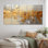 " Golden Gleam V " 5 Piece Art Mixed Media Print