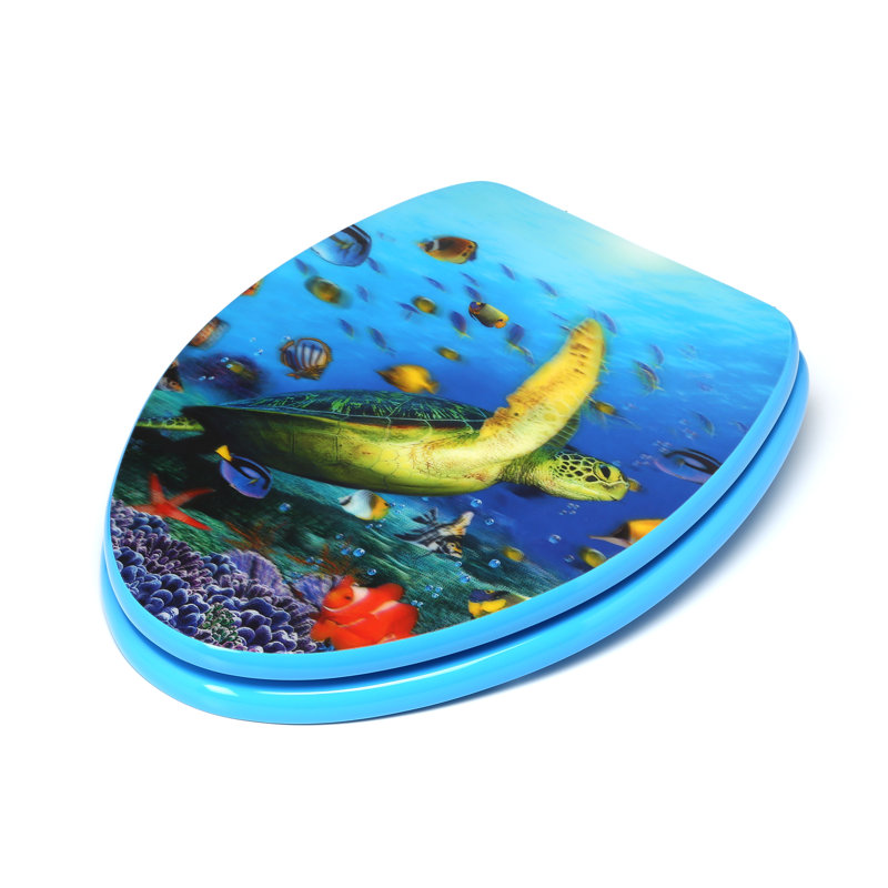 3D Ocean Series Turtle Elongated Toilet Seat