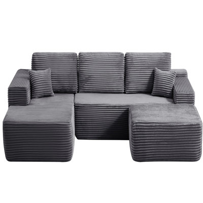 Compression U-Shape Left Sectional Couch (Gray)