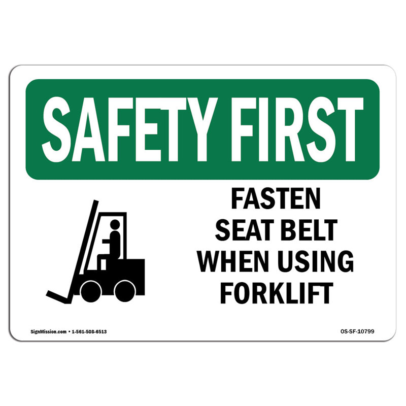 Osha Safety First Sign, 12" H x 18" W x 0.1" D