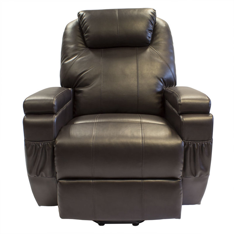 90cm Wide Lift Assist Standard Recliner, Brown Faux Leather