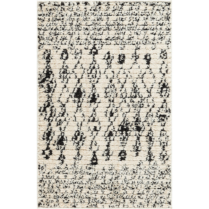 Tapis abstrait beige / noir Victorville, Rectangle 2 pi 2 po x 3 pi