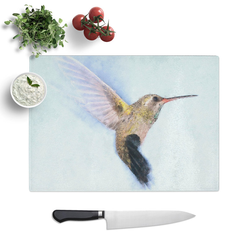 Tempered Glass Flying Hummingbird Bird Chopping Board, 28.5 cm x 39 cm