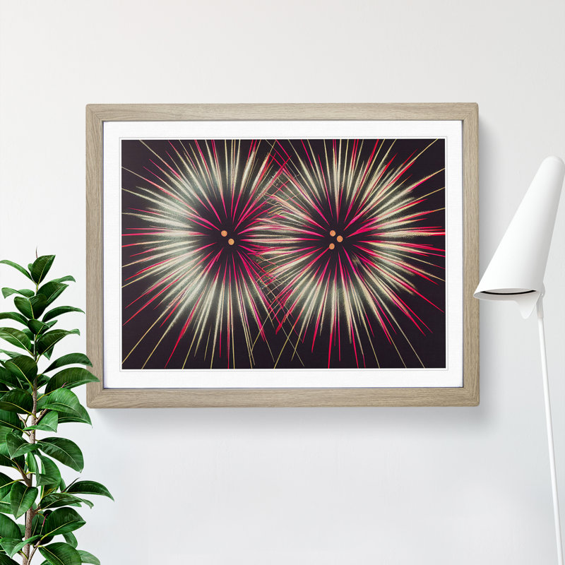 Graceful Fireworks - Single Picture Frame Print, 25cm H x 34cm W x 2cm D, Oak Framed
