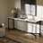 HAMMERED IRON 78'' Marble Top Console Table