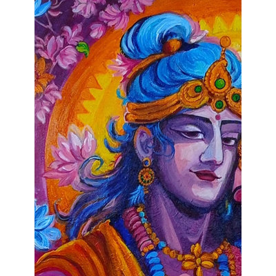Amour en mauve - Radha et Krishna | Acrylique sur toile | Par Antara Pain