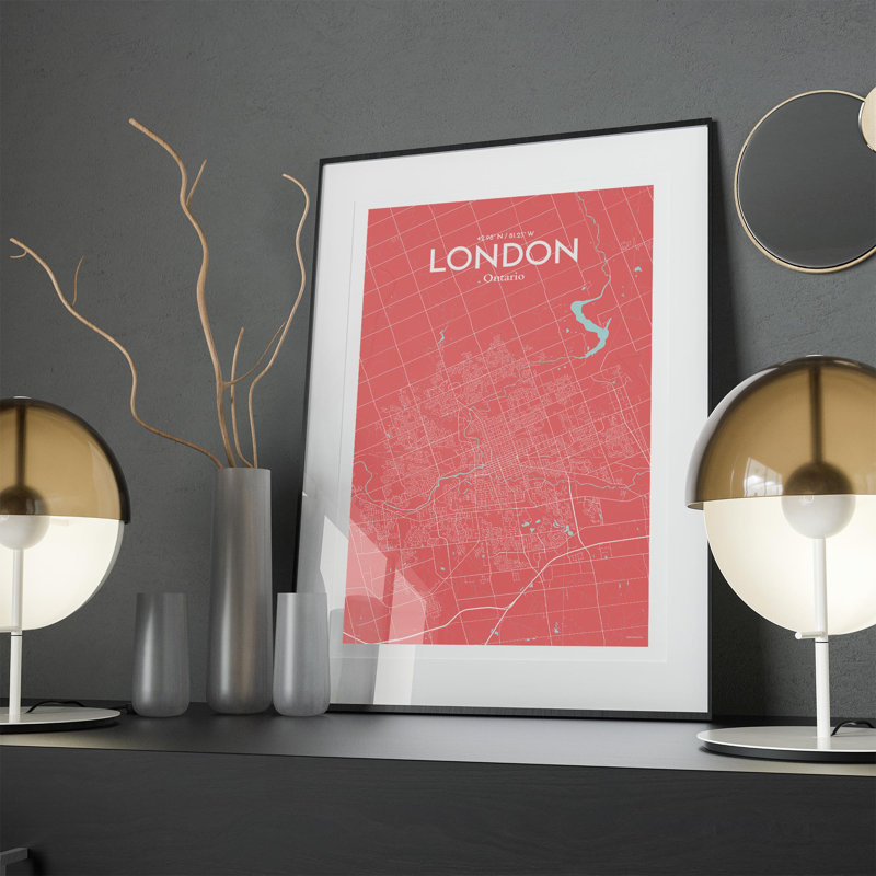 London Ontario City Map In Maritime - No Frame Print, 17cm H x 11cm W x 0.05cm D