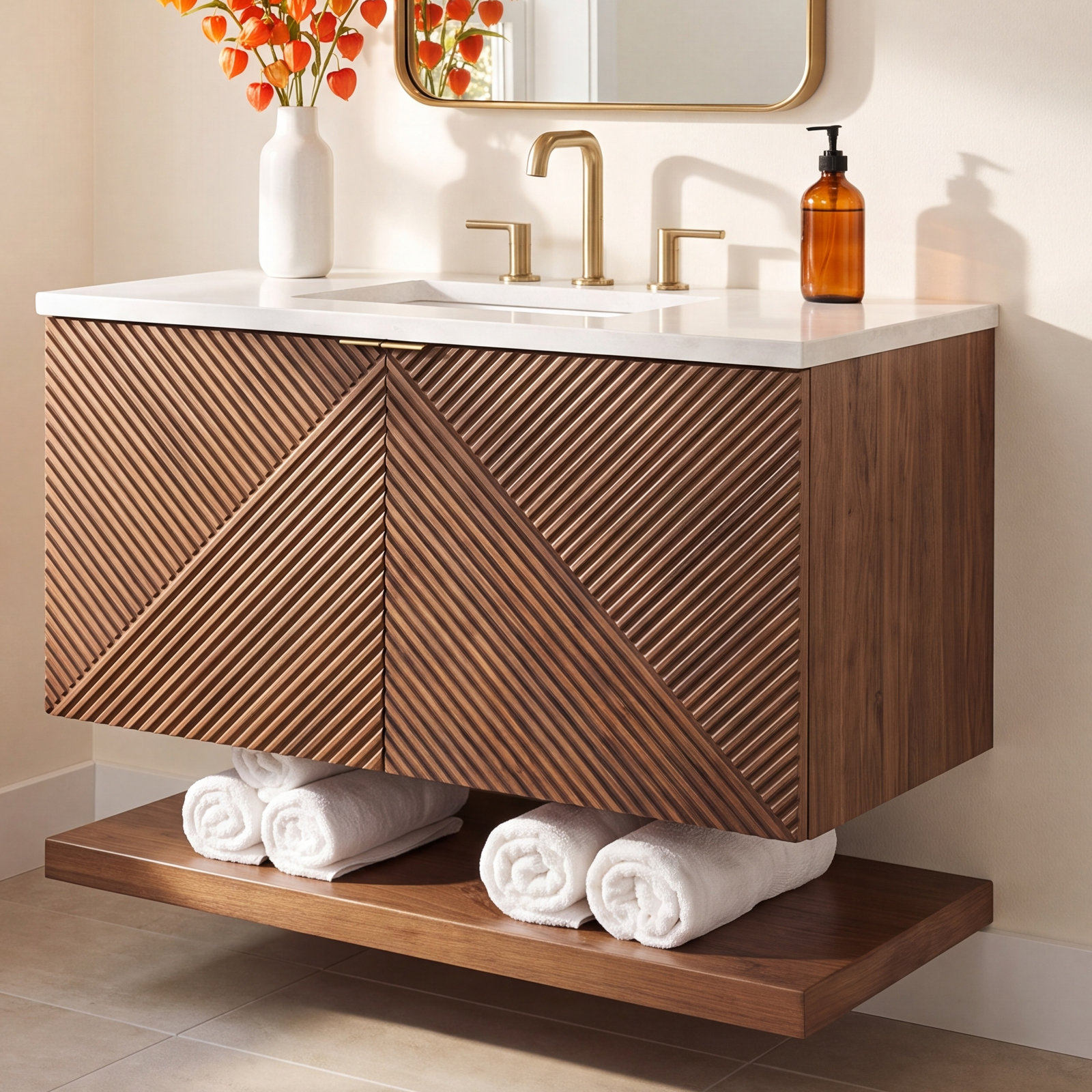 Marcello Single Bathroom Vanity, White Zeus, Single-Hole, 36"