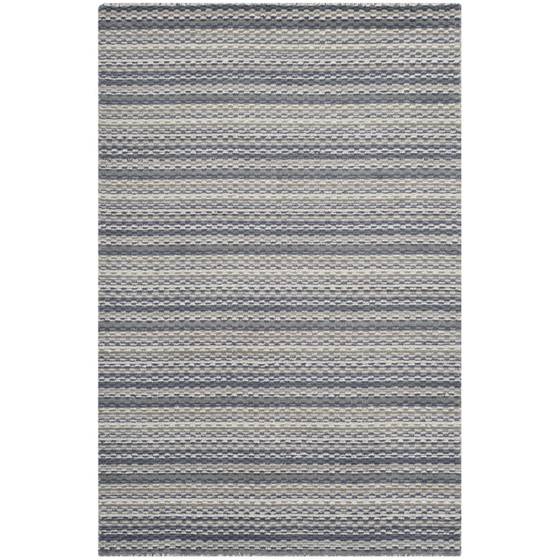 Tapis bleu / gris en laine Archer, Rectangle 4 pi x 6 pi