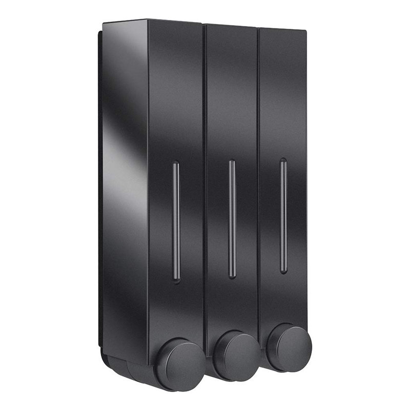 Ensemble de distributeur de savon de douche mural 7,87 po x 10,23 po x 3,22 po, flacons de pompe en plastique rechargeables sans perceuse 17 oz avec porte-savon et crochet, ensemble de 3, (brun)