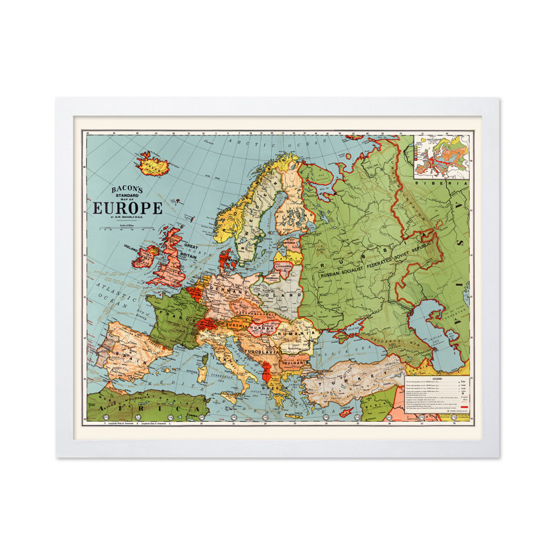 Carte standard européenne du bacon, Poster, 12"H x 16"W, White Framed