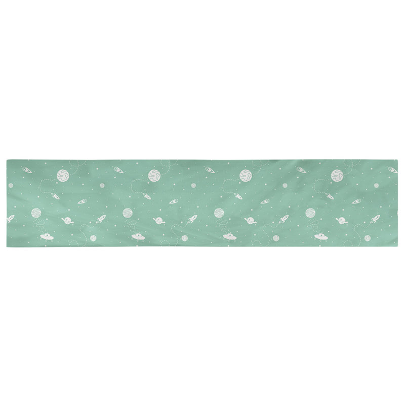 Chemin de table géométrique avicia, 72 po x 16 po, Polyester, Vert