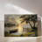 Framed Canvas Wall Art - Impressionist Lakeside Dusk with Boat, Sunset Landscape - 20" x 30" for Living Room and Bedroom-886911705